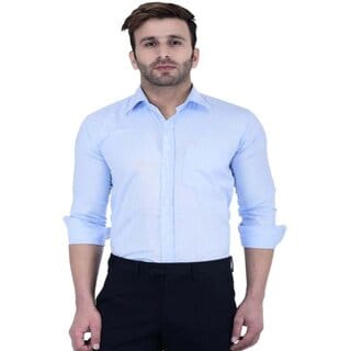 Baleshwar Men Blue Solid Formal Shirt (Pack of 1)