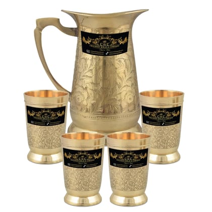 Crockery Wala And Company Brass Jug & Glass Set Elegant Serveware