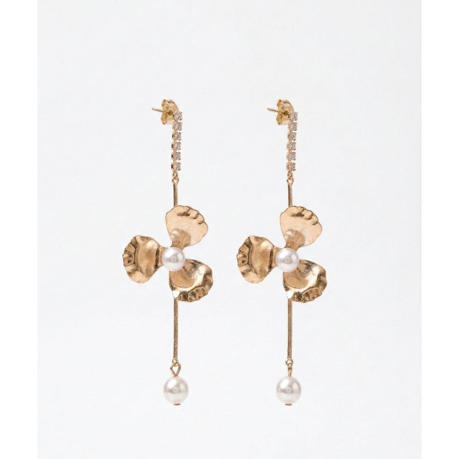 Earrings Floral Pearl