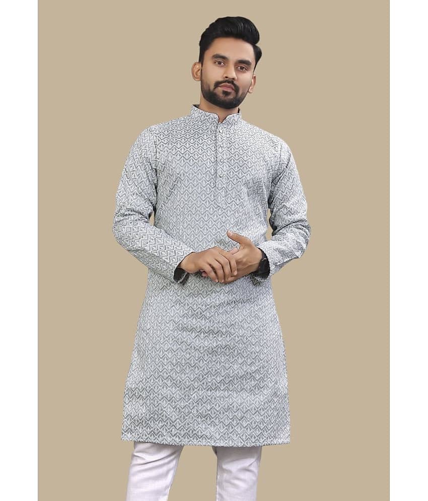 YUG ART Grey Silk Men's Regular Kurta ( Pack of 1 )