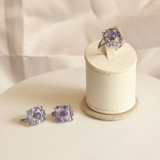 Tranquil Tanzanite Earrings and Ring Set-US 9