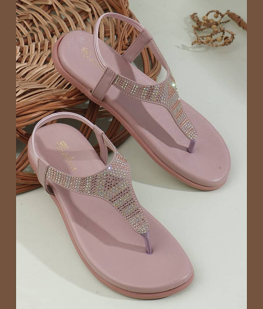 Picktoes Pink Women's Open Toe Flats