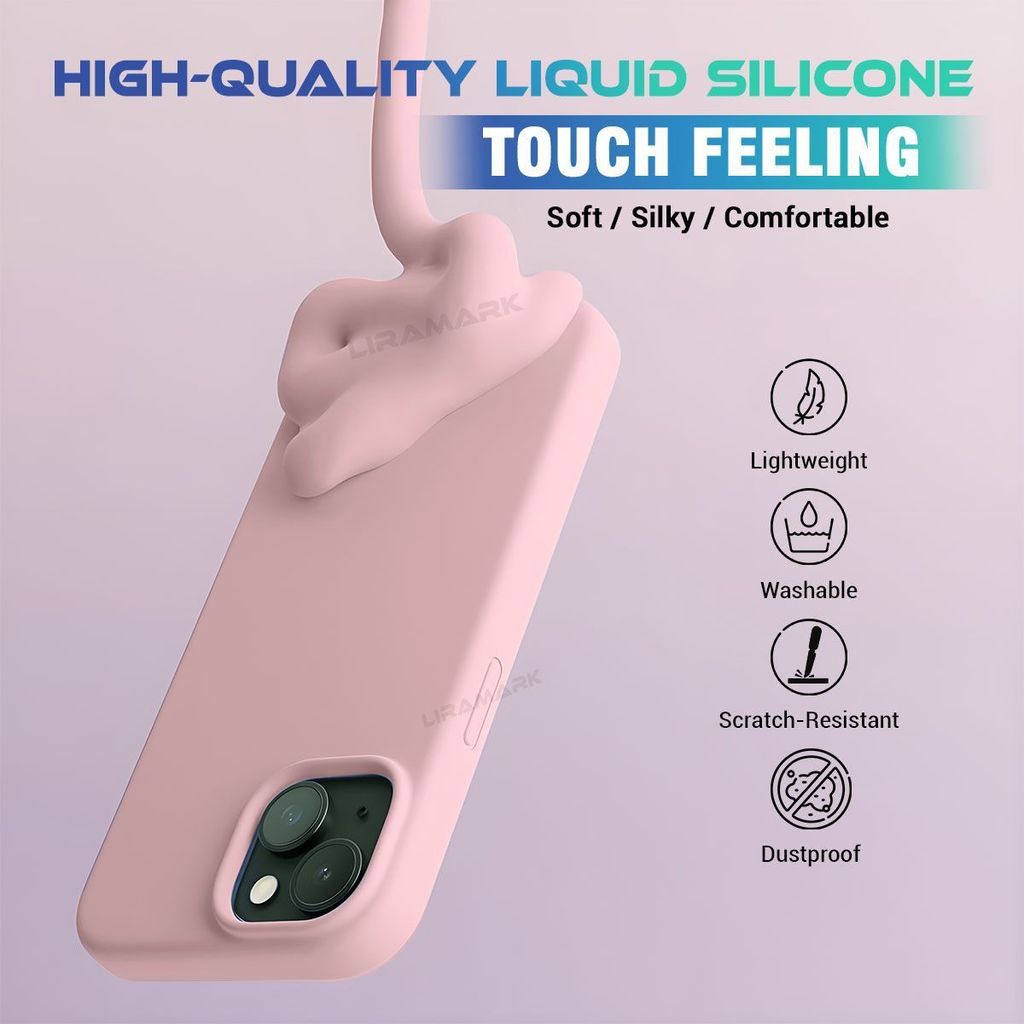 LIRAMARK Liquid Silicone Soft Back Cover Case for iPhone 15 Plus (6.7 inch)