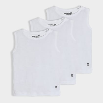 Happy Summer White Vest Pack of 3-9-12 M / White