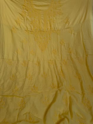 Modal Unstitched Kurti Fabric - Yellow-Yellow / Modal / Thread Work