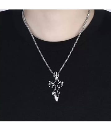 Thrillz Silver Chain For Men Stainless Steel Vintage Black Tribal Sword Pendant Chain For Men Boys Girls Love Gifts Mens Jewellery