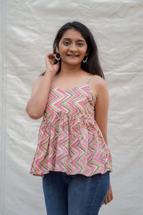 Jigglypuff Multicolour Chevron Spaghetti Cotton Top-XS
