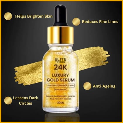 24K Gold Luxury Face Serum 30 ML(Contains Real Gold Flakes) | Skin Brightening, Anti-Ageing, Dark Circles, Fine Lines- PACK OF 2