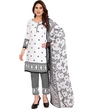 Kashvi Sarees Women Crepe Unstitched Dress Material ( WHITE )