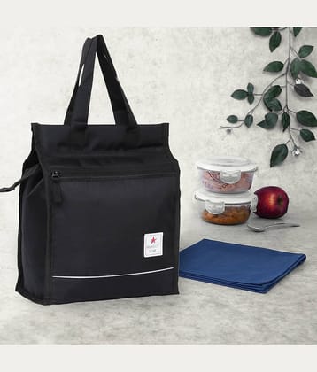 Perfect Star Black Polyester Lunch Bag Pack of 1
