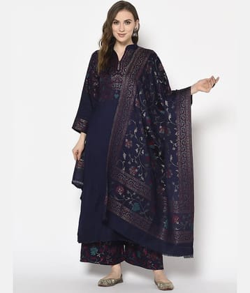 SAFAA Unstitched Woollen Self Design Dress Material - Dark Blue ( Pack of 1 )