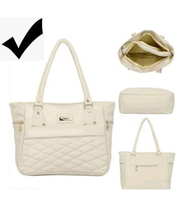 The monaina crapt Shoulder Bag PU Set of 1 ( White )