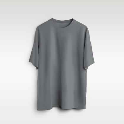Grey Oversized Solid Tee-Gray / S