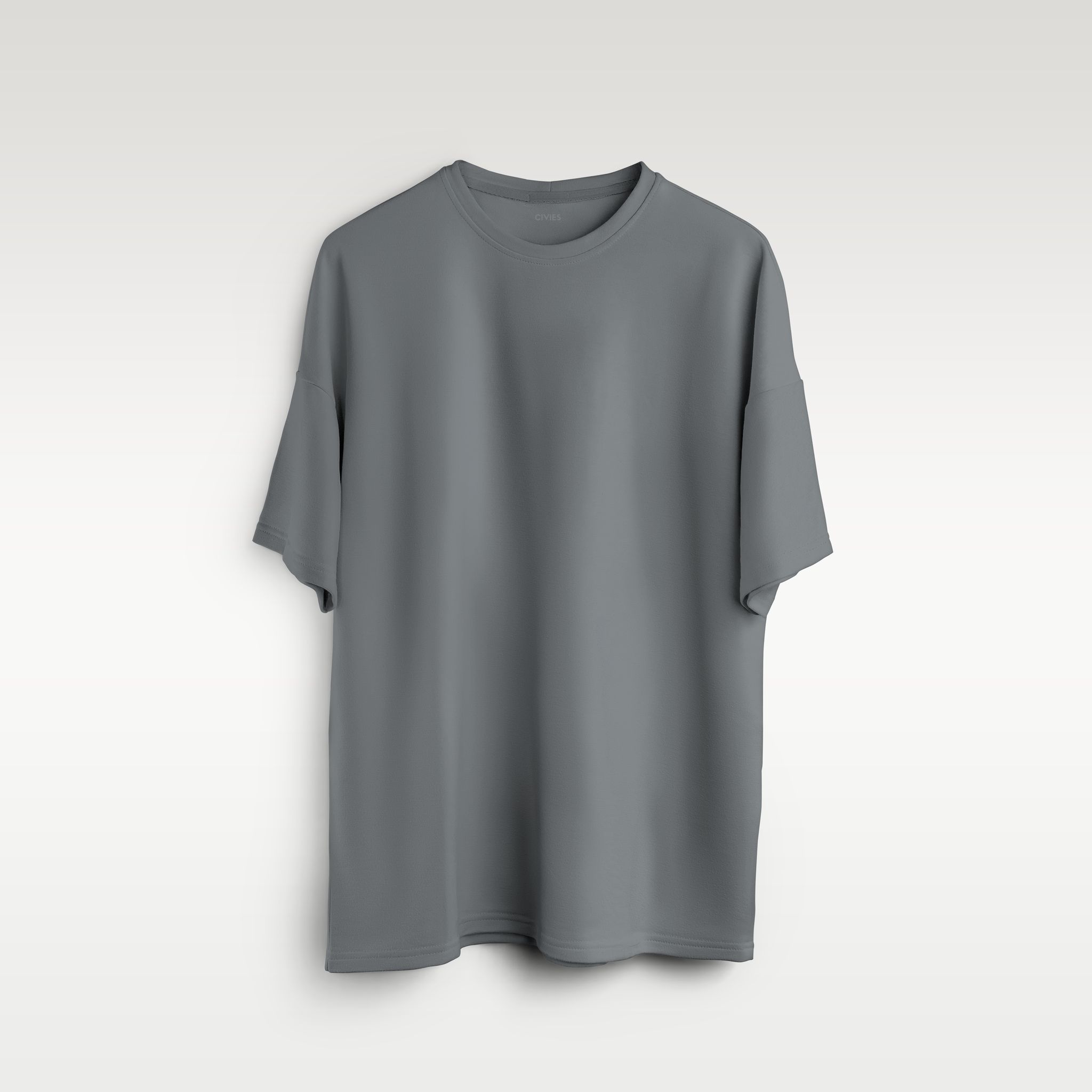 Grey Oversized Solid Tee-Gray / S
