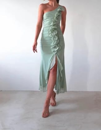 Rachel one shoulder ruffle dress-XS