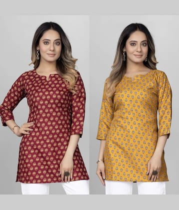 Cotton Blend Short Kurti For Women (Pack of 2)