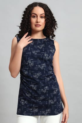 Rouching Crepe Tunic Top-XS