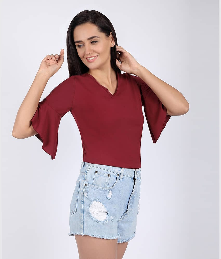 Chimpaaanzee Women's Crepe Regular Top ( Maroon )