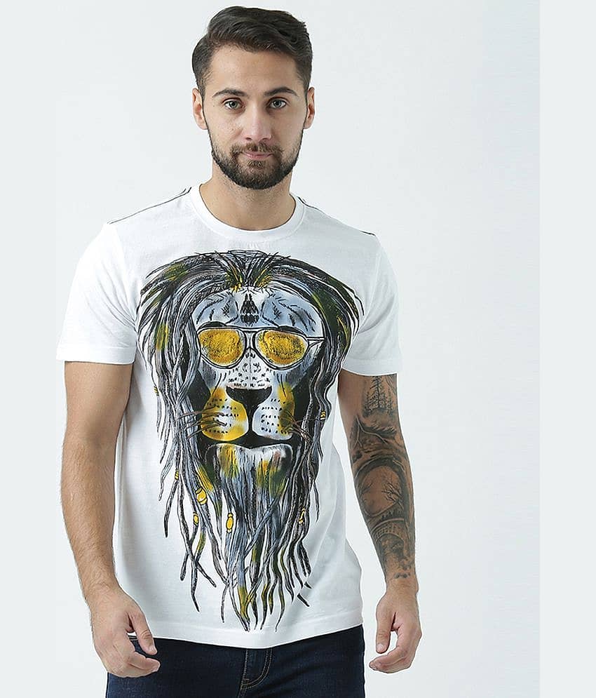 Huetrap Pack of 1 Cotton Regular Fit Men's T-Shirt ( White )