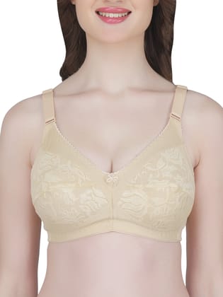 Eve's Beauty Womens Full Coverage Non Wired Everyday Bra with Lace-32C / Beige