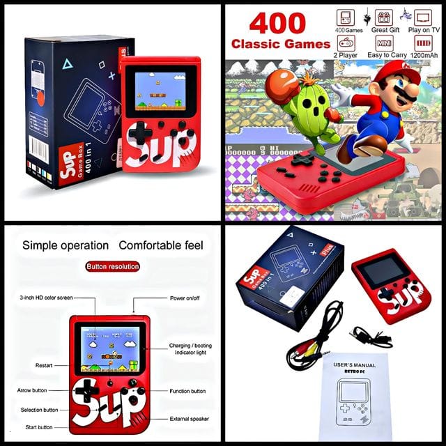 FABPAK Handheld Video Game Console Retro Mini Game with 400 Classic Sup Game TV Compatible for Kids