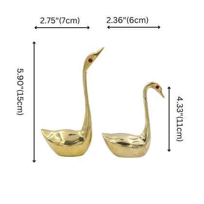 Brass Swan Pair Golden | Hand Crafted Metal Brass, Perfect for Home Decoration and Gifting