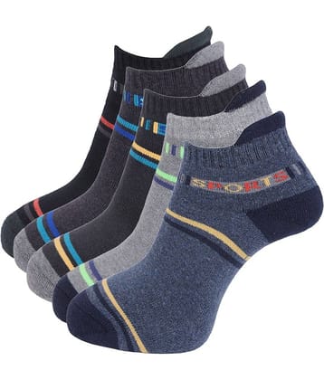 Dollar Socks - Cotton Men's Printed Multicolor Ankle Length Socks ( Pack of 5 )