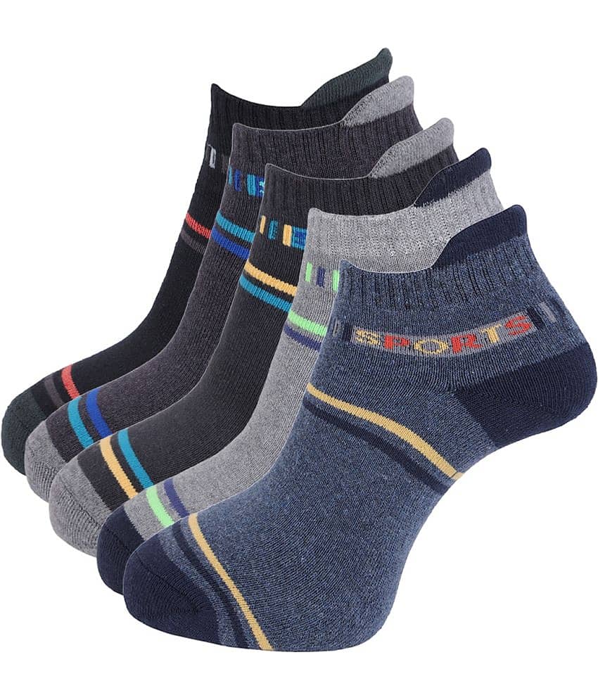 Dollar Socks - Cotton Men's Printed Multicolor Ankle Length Socks ( Pack of 5 )