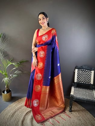 Royal Blue Soft Silk Butti Zari Weaving Work Banarasi Saree
