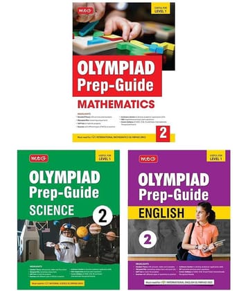 MTG Olympiad Prep-Guide Class-2 Mathematics, Science & English (Set of 3 Books) - Detailed Theory, Self Test with IMO-NSO-IEO Chapterwise Previous Year Question Paper For SOF 2024-25 Exam