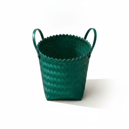 Green Weave Handwoven Plastic Fruit Basket Green Weave Handwoven Plastic Fruit Basket