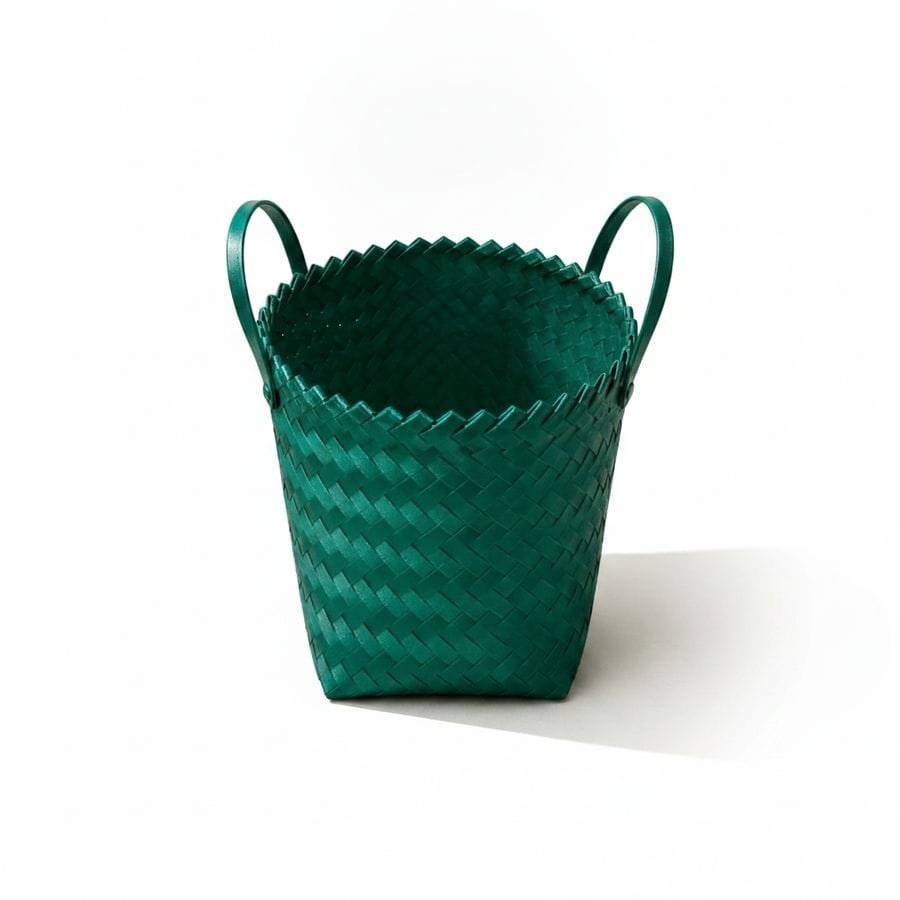 Green Weave Handwoven Plastic Fruit Basket