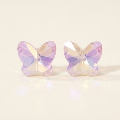 Mint Shimmer Butterfly Crystal Studs - Lilac Pink AB | Gold-Tone Anti-Tarnish Imitation Jewellery - Earrings | Buy online on ZillyBuy