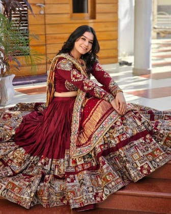 Designer Digital Print Mirror work Navratri Chaniya Choli