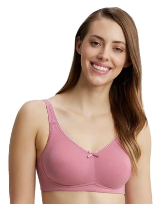 Jockey FE41 Women's Wirefree Non Padded Super Combed Cotton Elastane Stretch Full Coverage Everyday Bra with Concealed Shaper Panel and Broad Fabric Straps_Heather Rose_38D Jockey FE41 Women's Wirefree Non Padded Super Combed Cotton Elastane Stretch Full