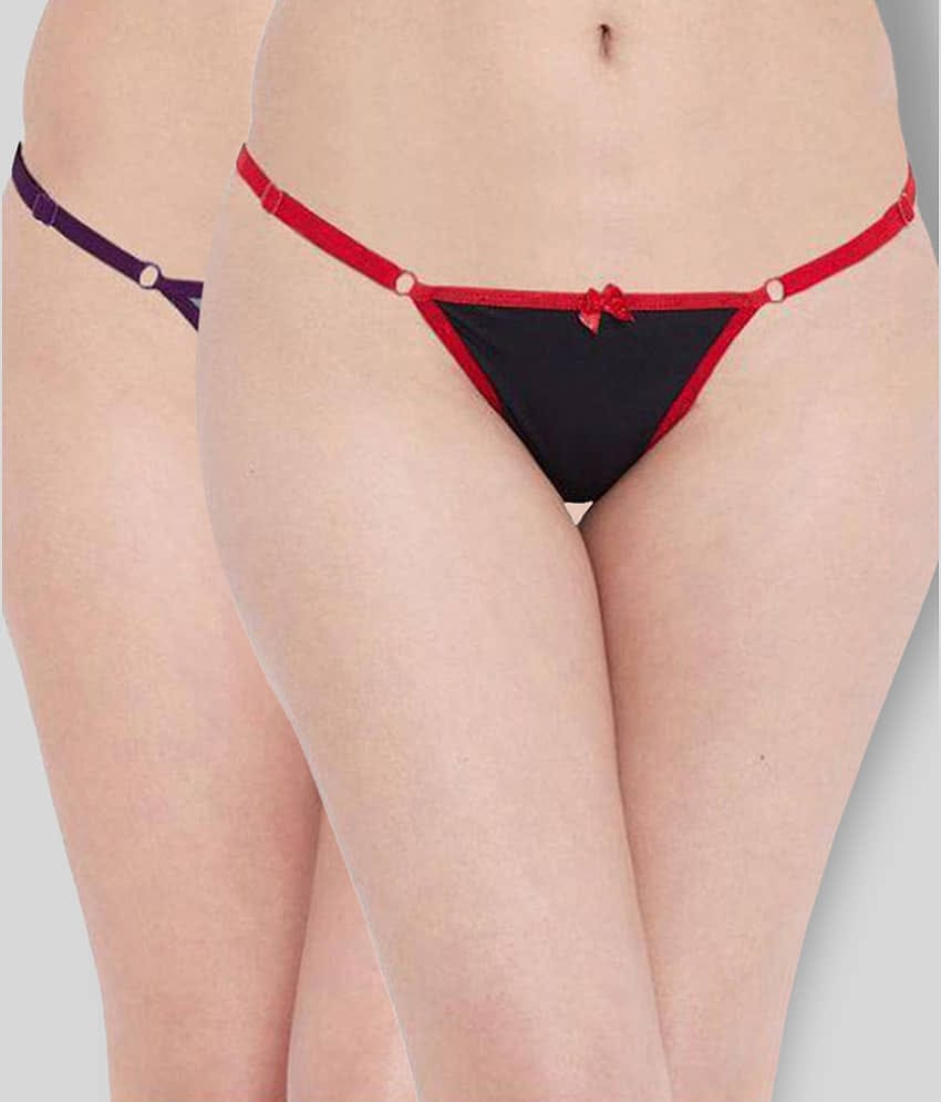 N-Gal Pack of 2 Polyester Solid Women's G-Strings ( Multi Color )