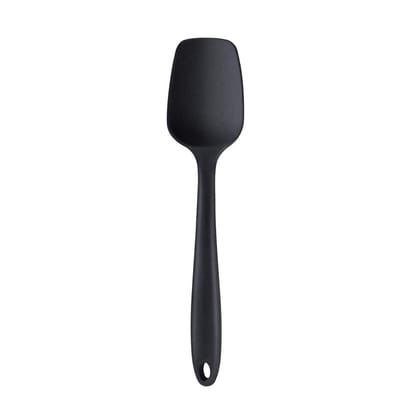 Femora Premium Virgin Silicone Big Spatula with Grip Handle, Black, Set of 2