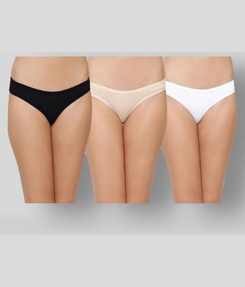 Leading Lady Pack of 3 Cotton Solid Women's Thongs ( Multi Color )