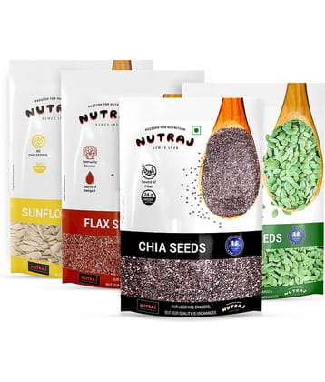 Nutraj Seeds Combo Pack 800g (Pumpkin Seeds 200g, Chia Seeds 200g, Flax Seeds 200g & Sunflower Seeds 200g