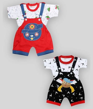 Babeezworld Pack of 2 Baby Girls Cotton Dungarees ( Multicolor )