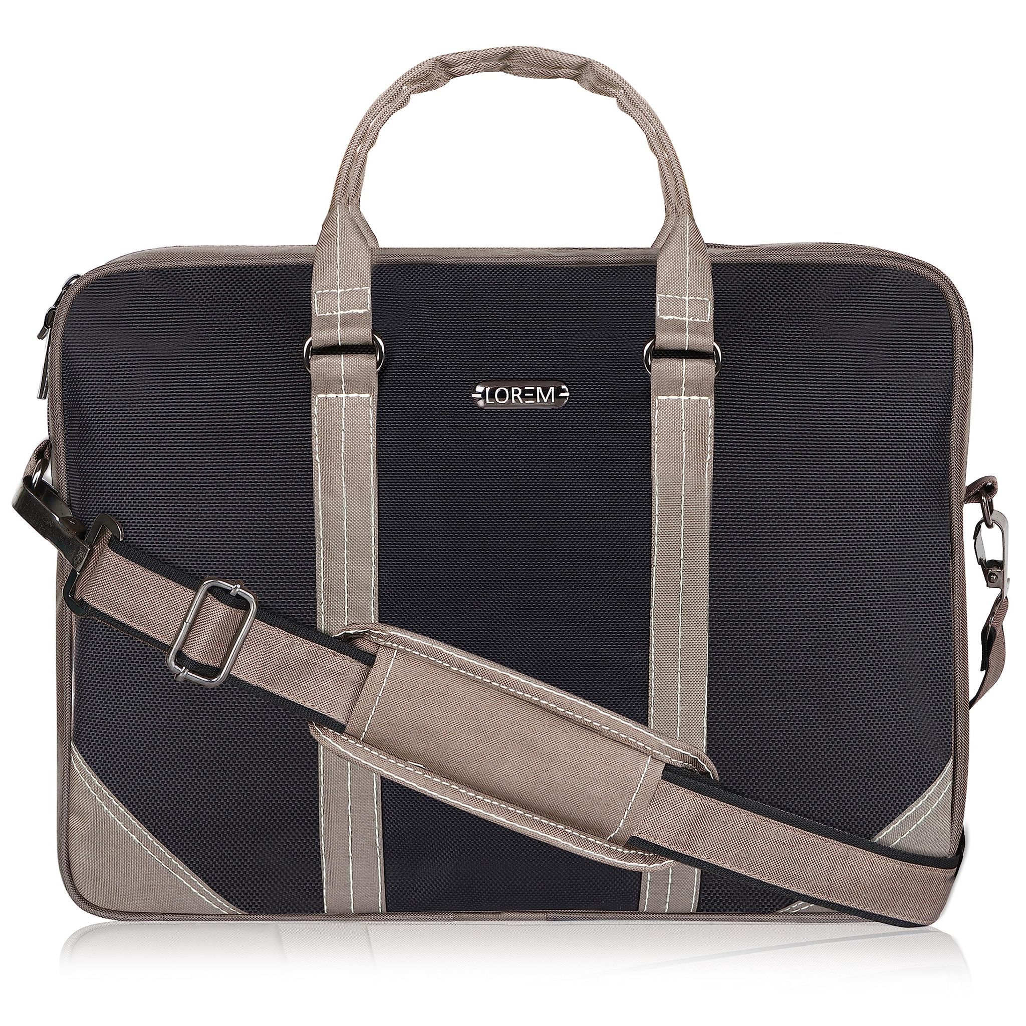 LOREM Black Color PVC Coated Fabric 10L Messenger Bag For Men & Women BG88