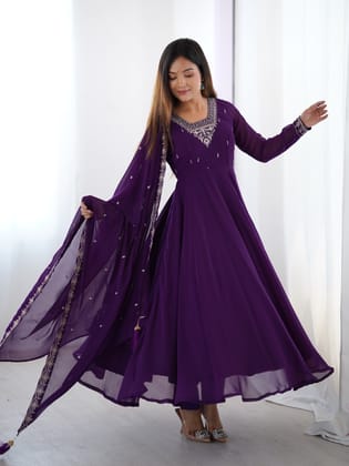 Beautiful Party Wear Anarkali Gown With Pent And Dupatta