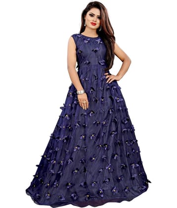 Aika Women Net Applique Ethnic Dress ( Black )