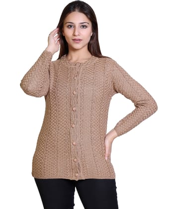 Ogarti Woollen Beige Buttoned Cardigans - Single