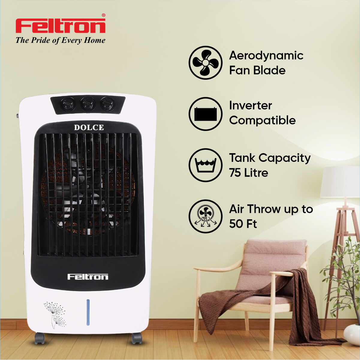 Feltron 75 Ltr Desert Air Cooler (Dolce)