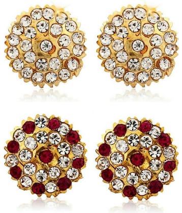 Vighnaharta Traditional South Culture Alloy Gold Plated Stud Earring Combo set ( Pack of- 2 Pair Earrings)