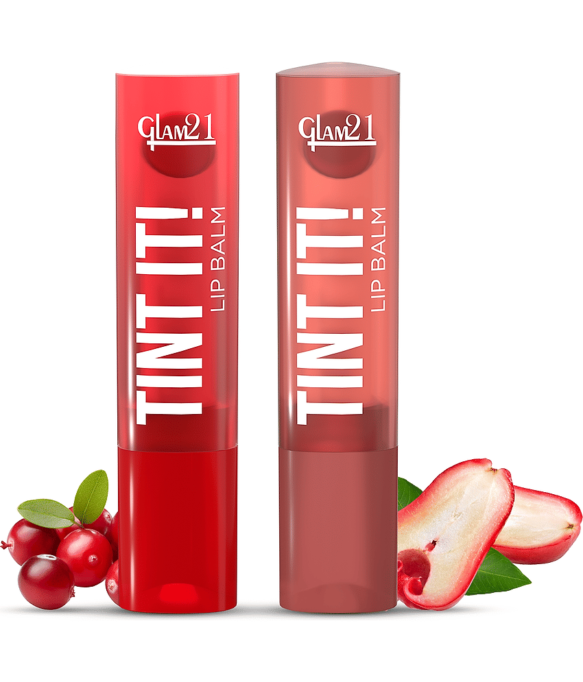 Glam21 Tint It Lipbalm Everyday Hydration With Spf15 & Vit-E | Shea Butter Avocado Oill Rose Apple & Cranberry Pack Of: 2, 7 G