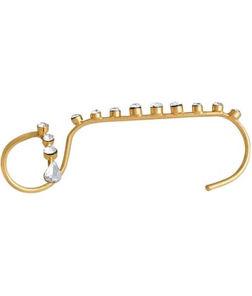 Spargz Flower Party Wear AD Stone with Pearl Hand Palm Cuff Bracelet For Women AIHPR 004