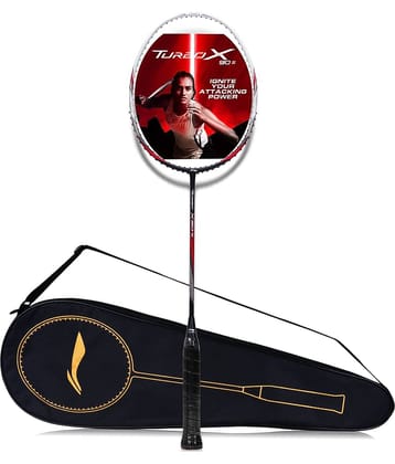 Li-Ning Turbo X III Carbon Fibre Strung Badminton Racket with Free Racket Cover for Seniors (Black/White, 87 Grams)