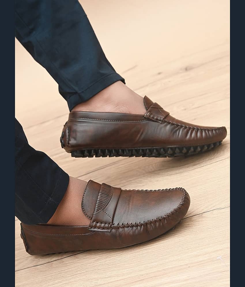 Prolific Artificial Leather Brown Formal Loafers